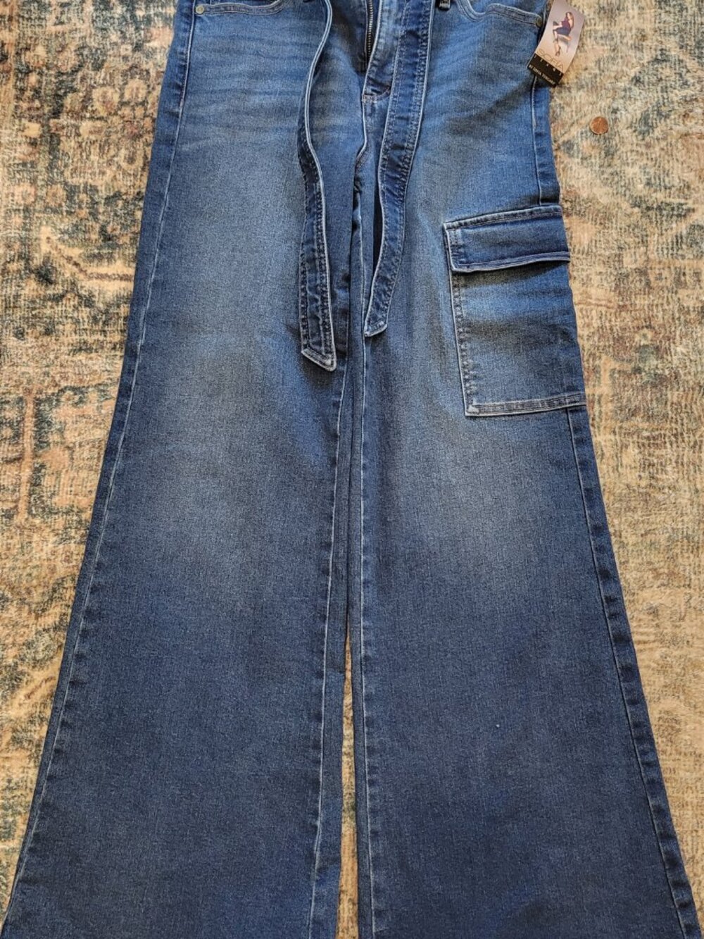 Sofia Vergara High Rise Wide Leg Cargo Jean